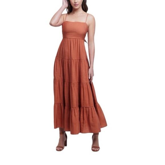 LAgence Linen Spaghetti Strap Midi Dress Medium New Retails $485 - Picture 2 of 6